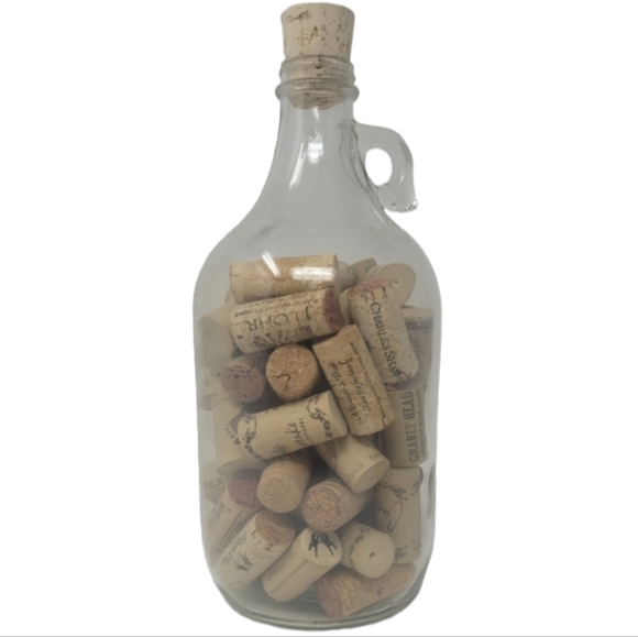 GLASS JAR OF WINE CORKS - Picture 1 of 7